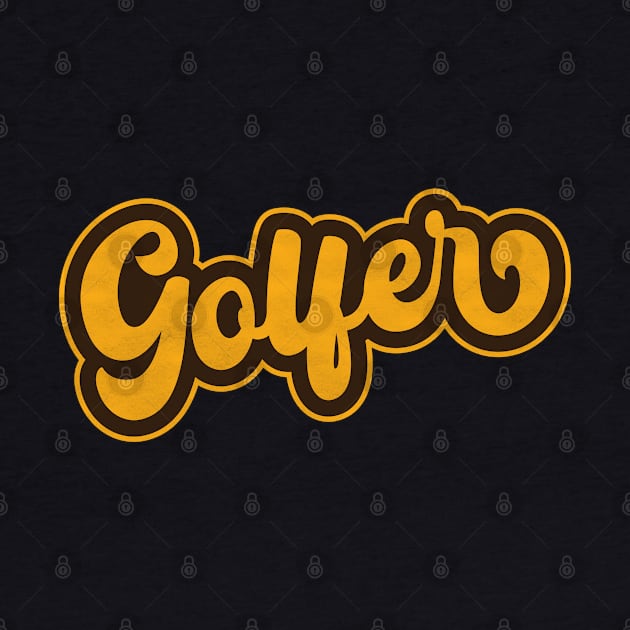 Retro Vintage 1970s Groovy Lettering Golfer by Inspire Enclave